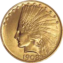$10 Indian Head Eagle Gold Coin Obverse